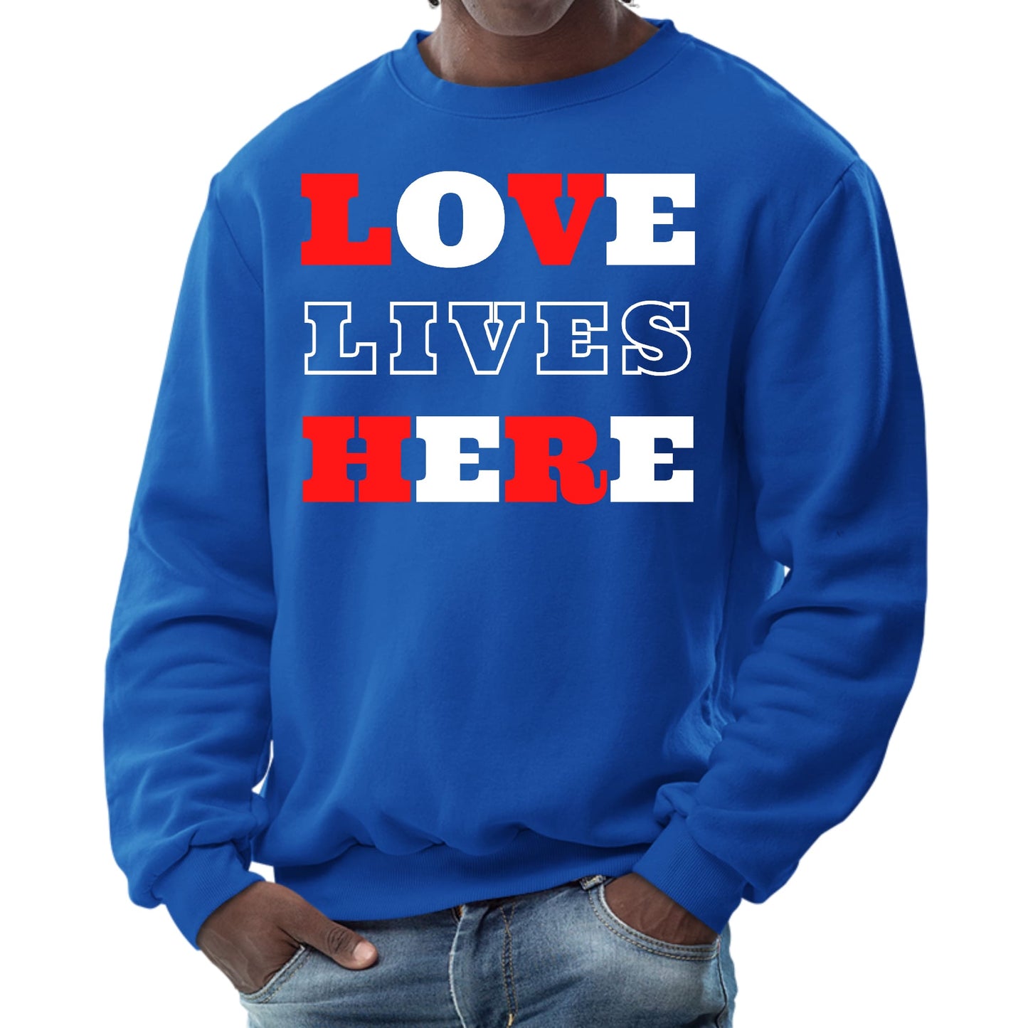Mens Graphic Sweatshirt - Love Lives Here Christian Inspiration-3