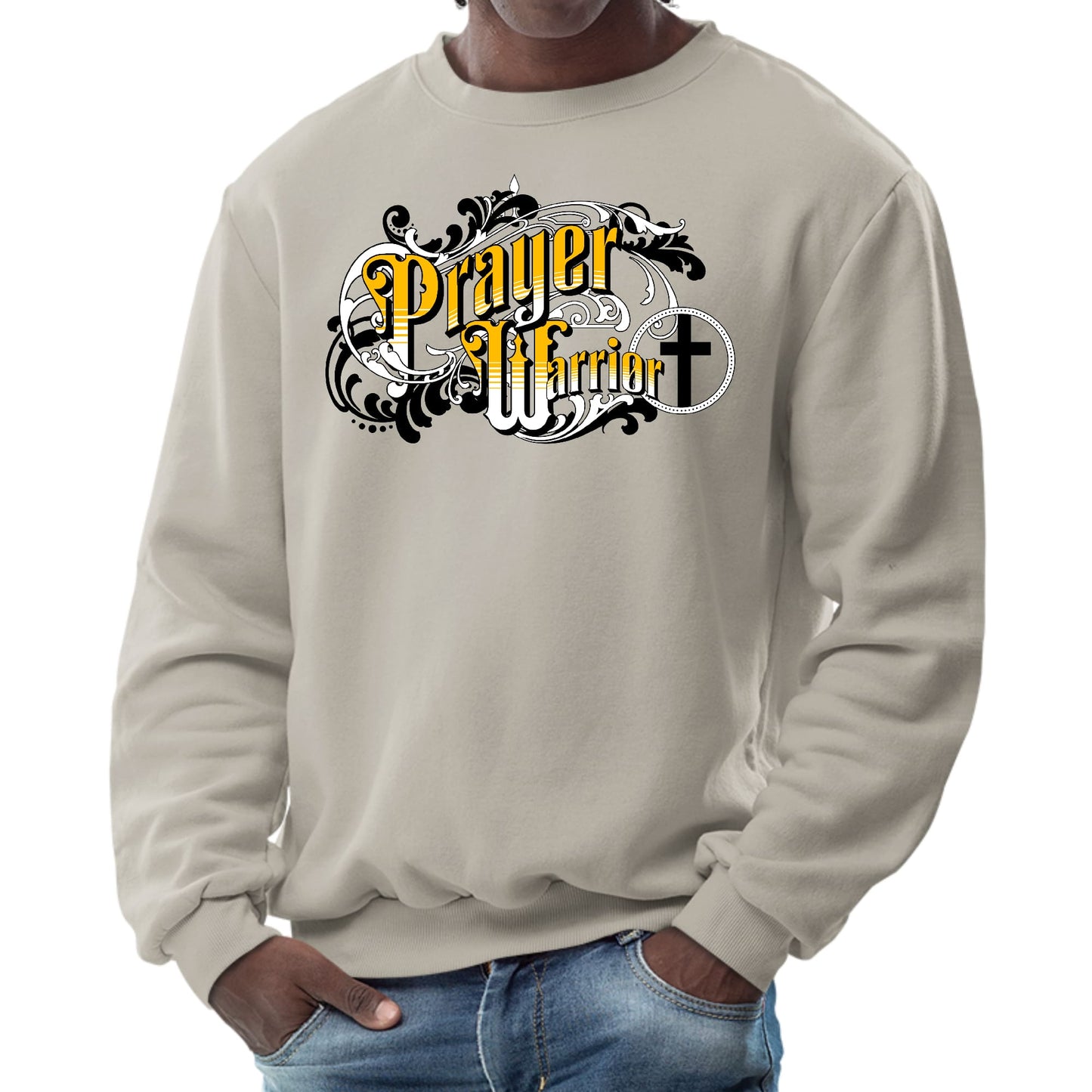 Mens Graphic Sweatshirt - Prayer Warrior Victorian Style Illustration-4