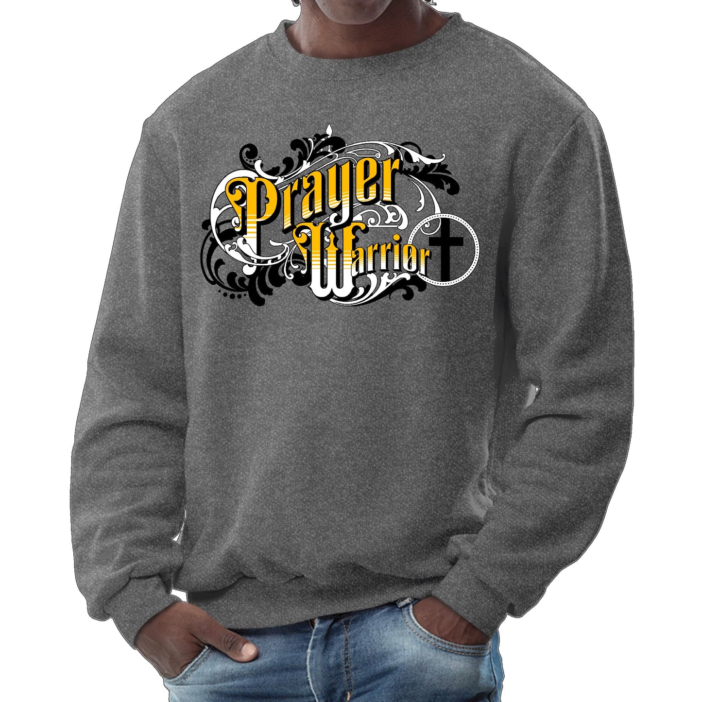 Mens Graphic Sweatshirt - Prayer Warrior Victorian Style Illustration-6