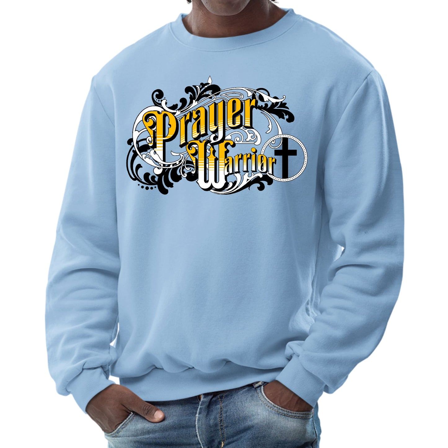 Mens Graphic Sweatshirt - Prayer Warrior Victorian Style Illustration-5