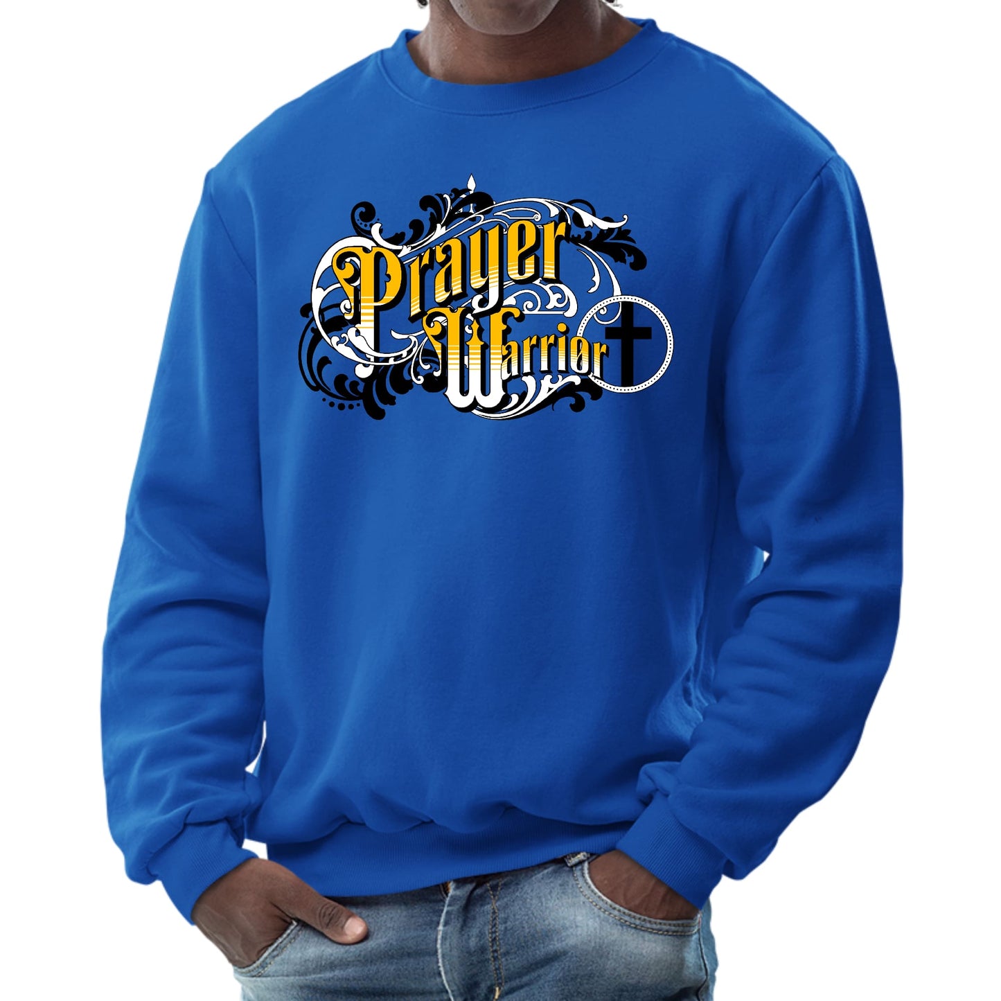 Mens Graphic Sweatshirt - Prayer Warrior Victorian Style Illustration-2