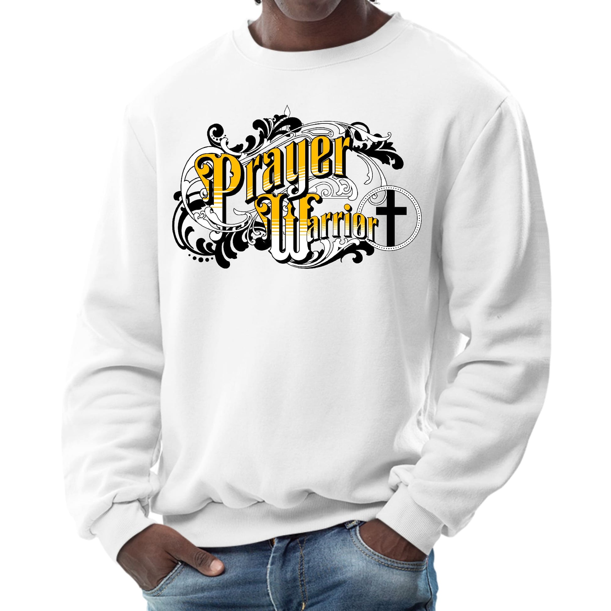Mens Graphic Sweatshirt - Prayer Warrior Victorian Style Illustration-0