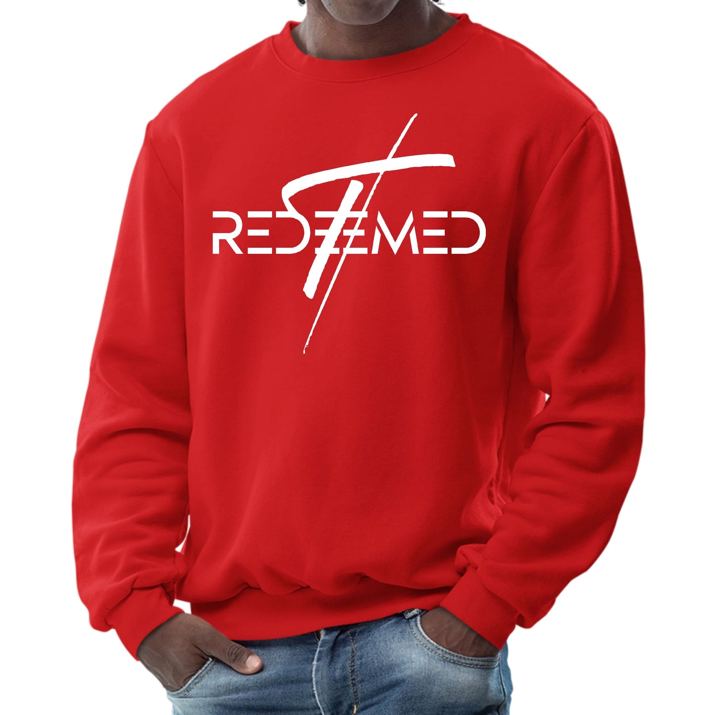 Mens Graphic Sweatshirt - Redeemed Cross-1