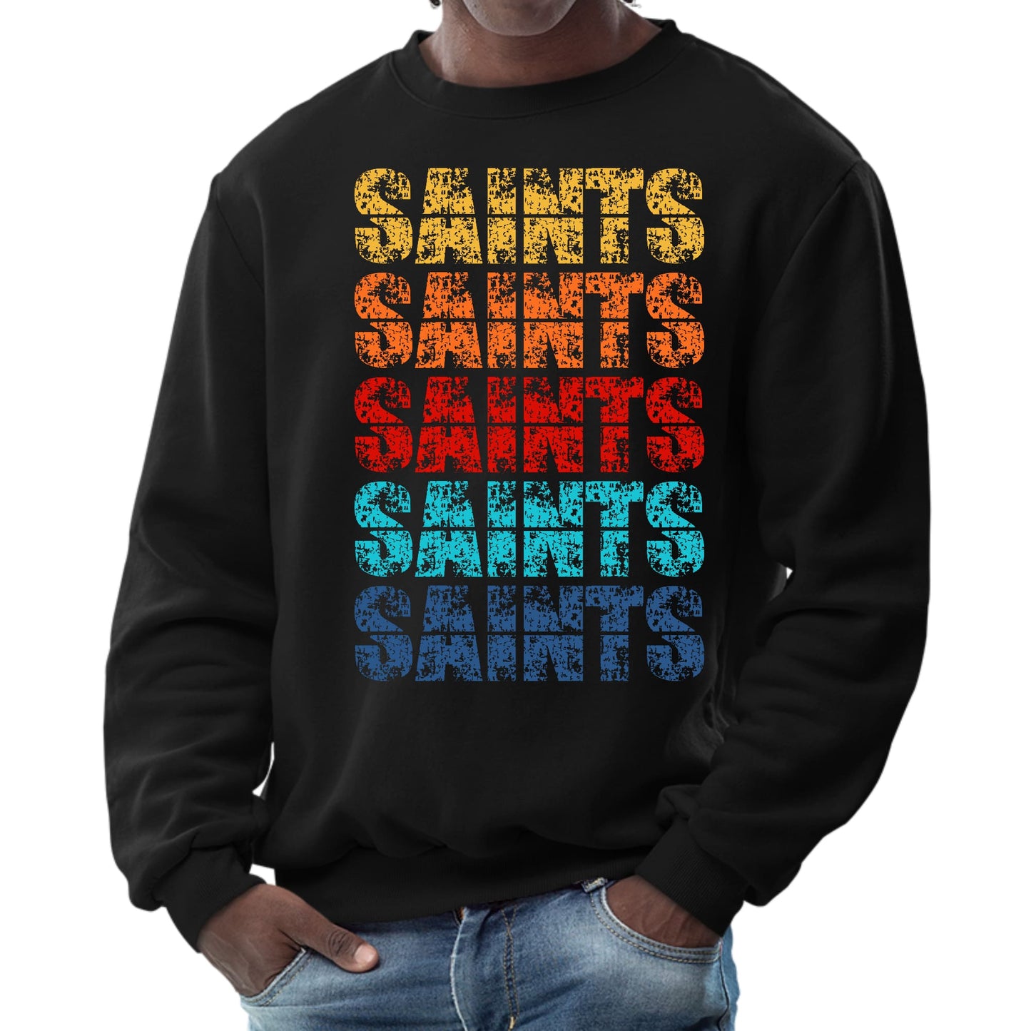 Mens Graphic Sweatshirt - Saints Colorful Art Illustration-4