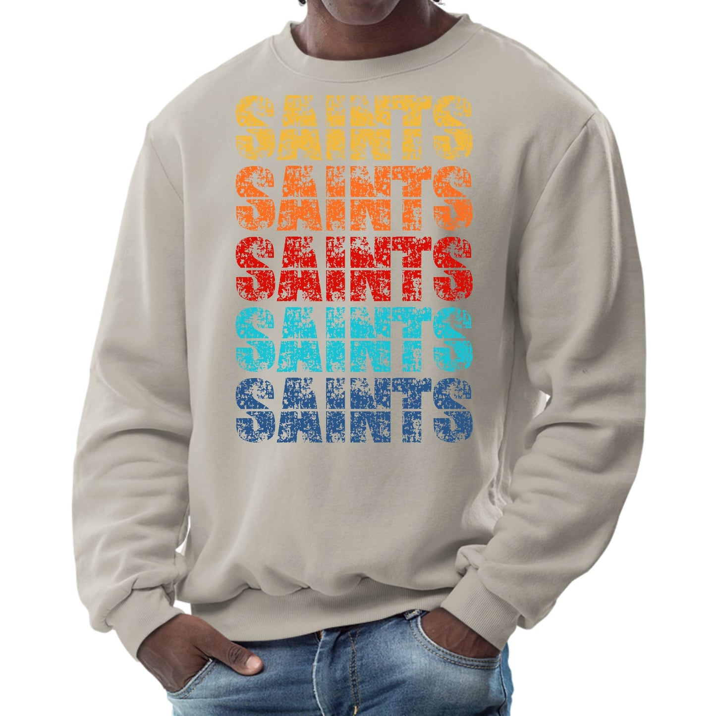 Mens Graphic Sweatshirt - Saints Colorful Art Illustration-7