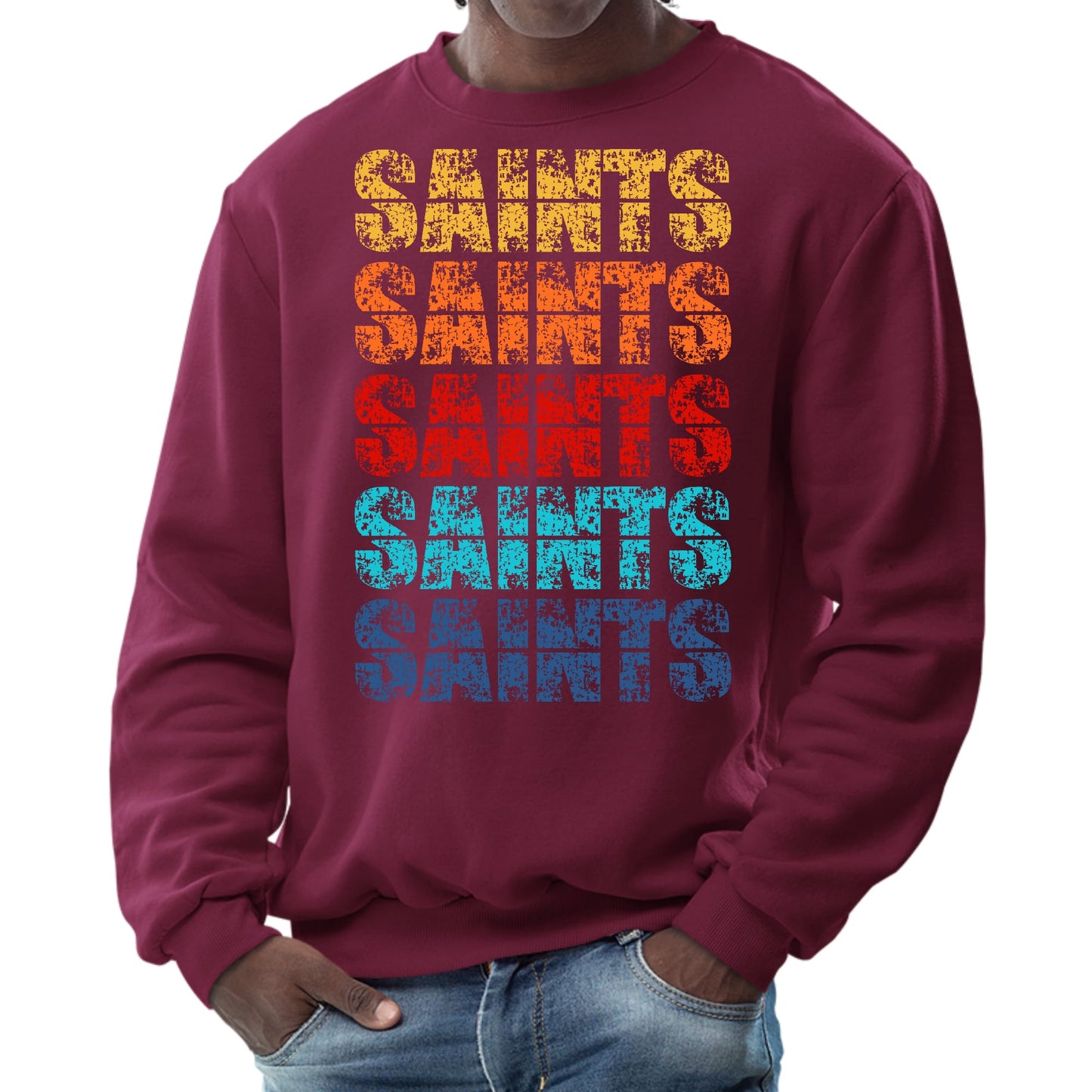 Mens Graphic Sweatshirt - Saints Colorful Art Illustration-3
