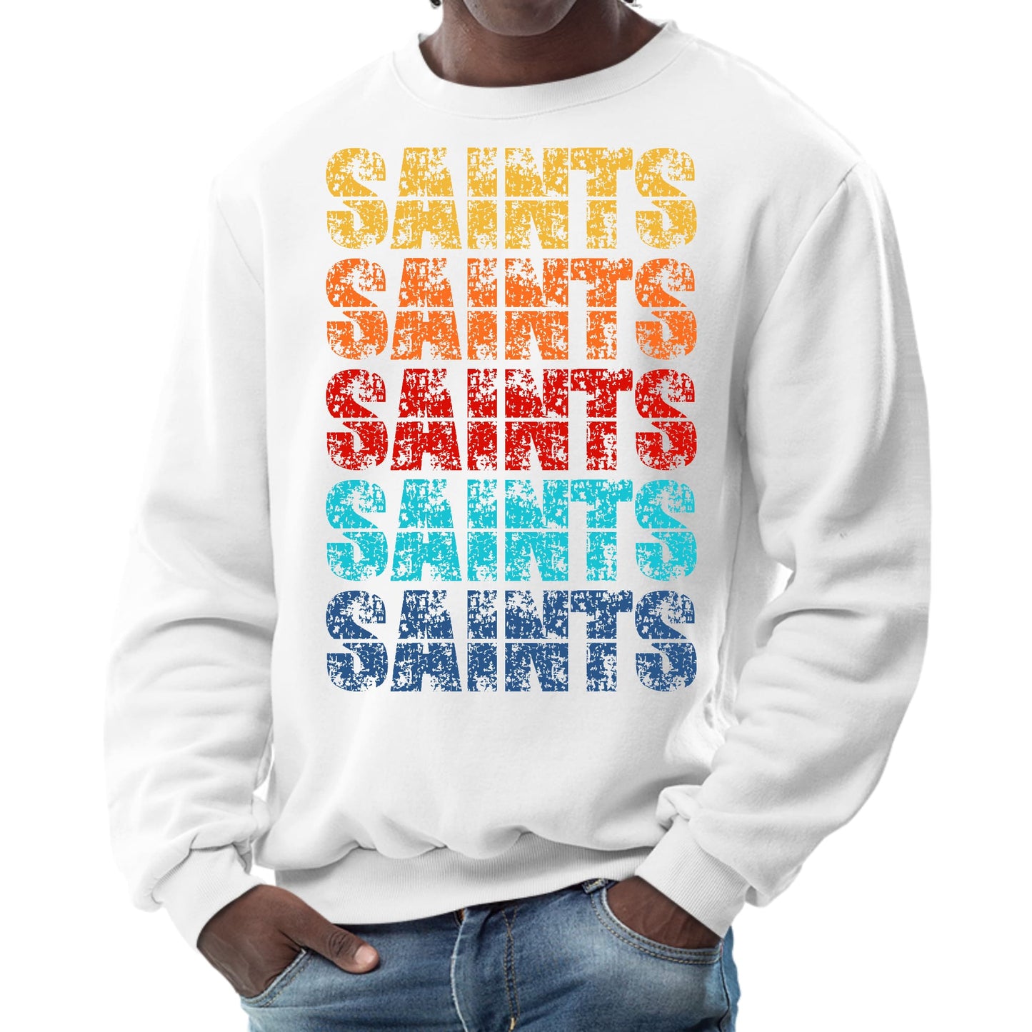 Mens Graphic Sweatshirt - Saints Colorful Art Illustration-0
