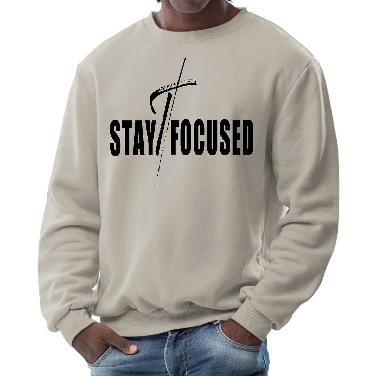 Mens Graphic Sweatshirt - Stay Focused Black Print-4
