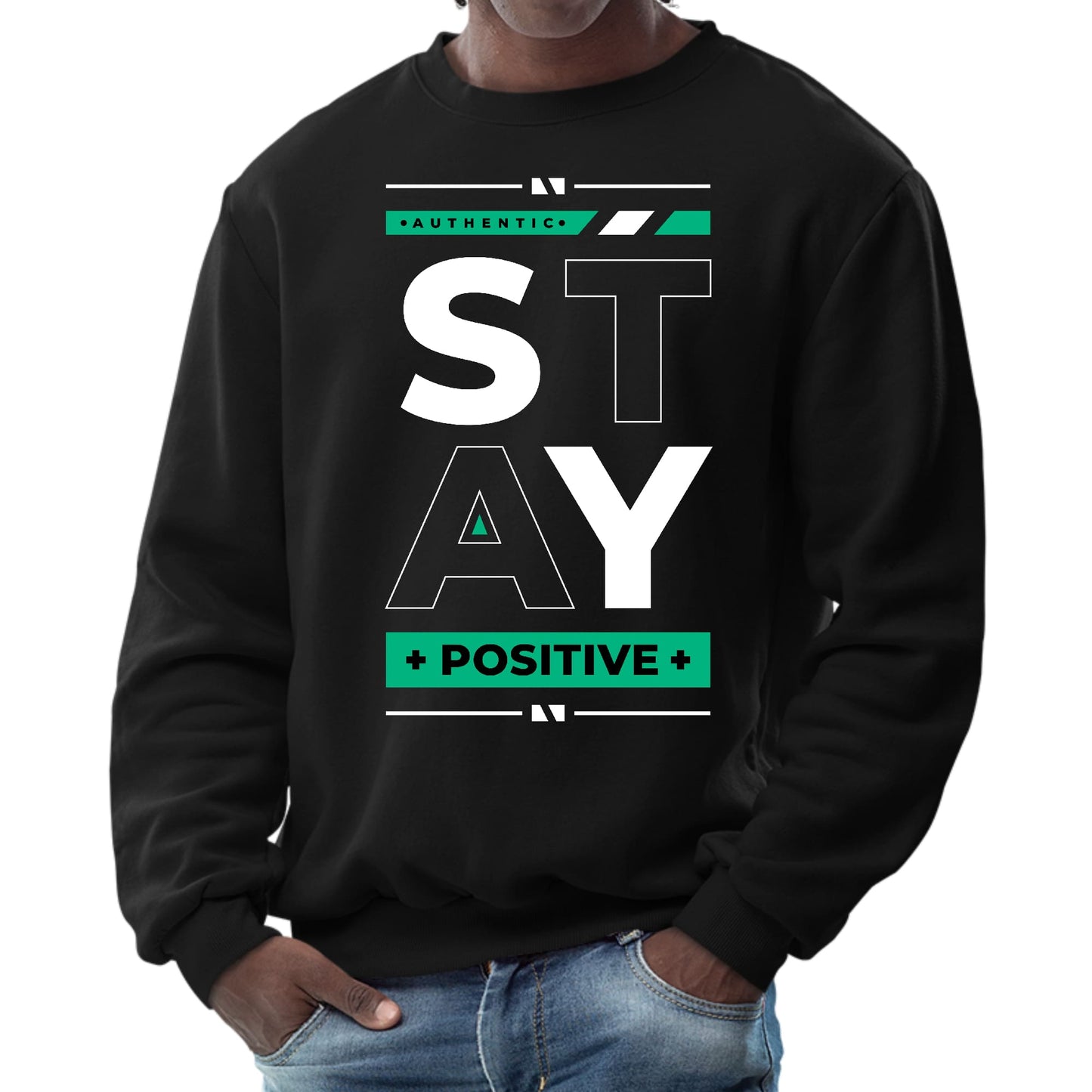 Mens Graphic Sweatshirt - Stay Positive-0