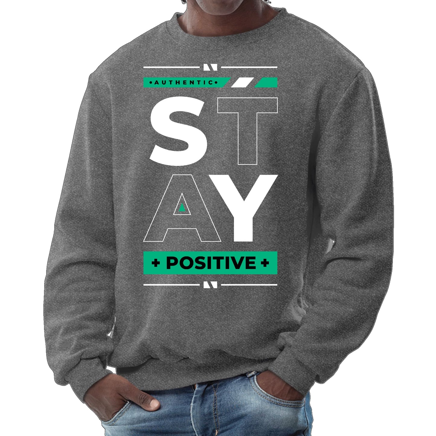 Mens Graphic Sweatshirt - Stay Positive-6