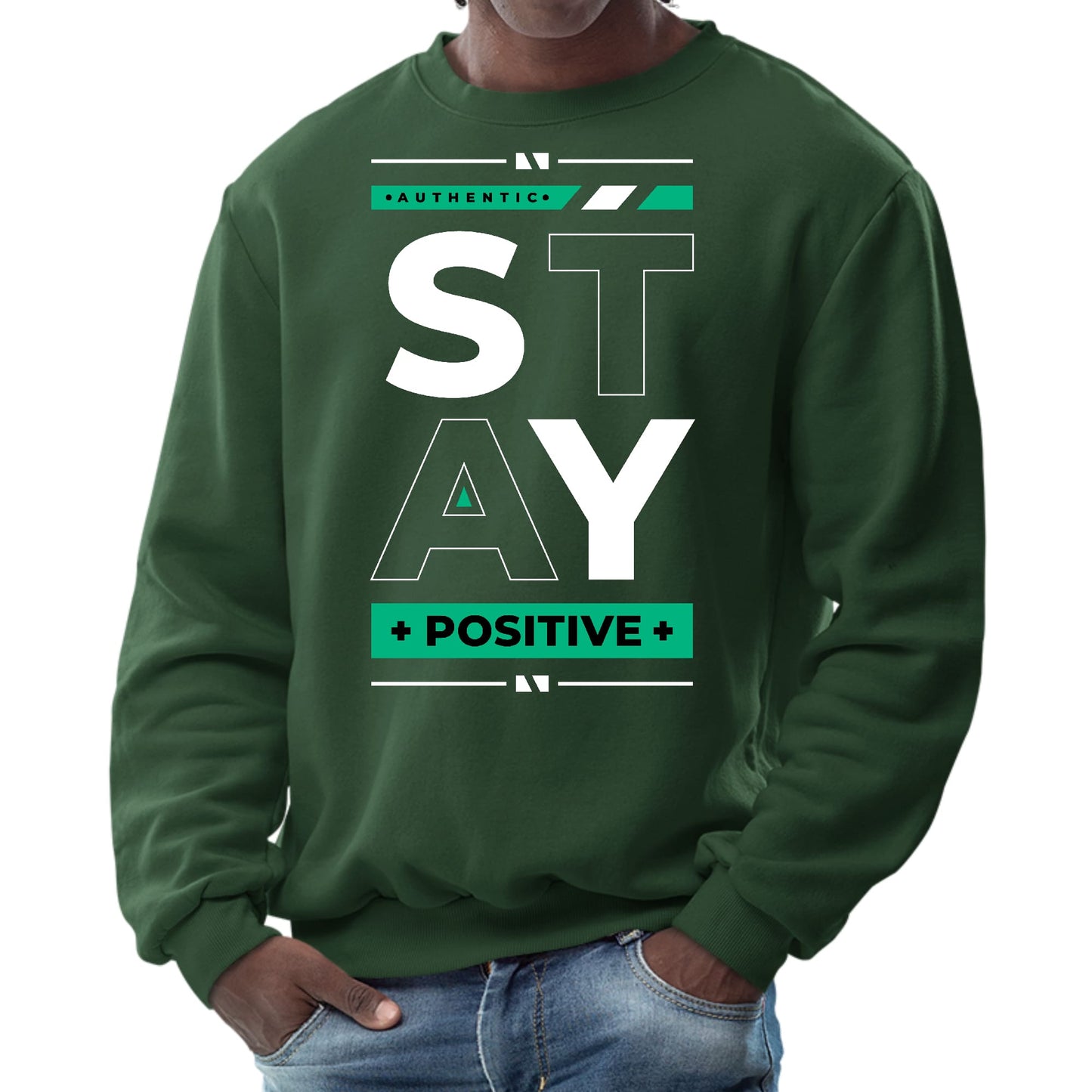 Mens Graphic Sweatshirt - Stay Positive-5