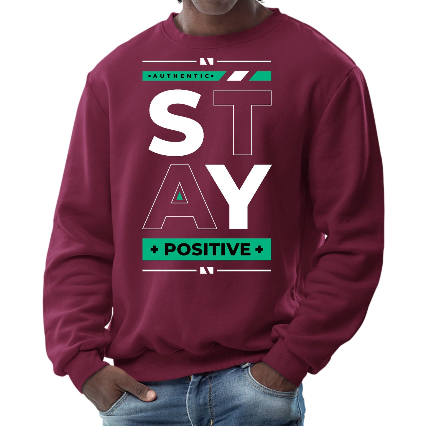 Mens Graphic Sweatshirt - Stay Positive-4
