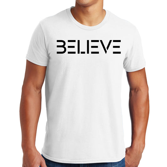 Mens Graphic T-shirt Believe Black Print-0
