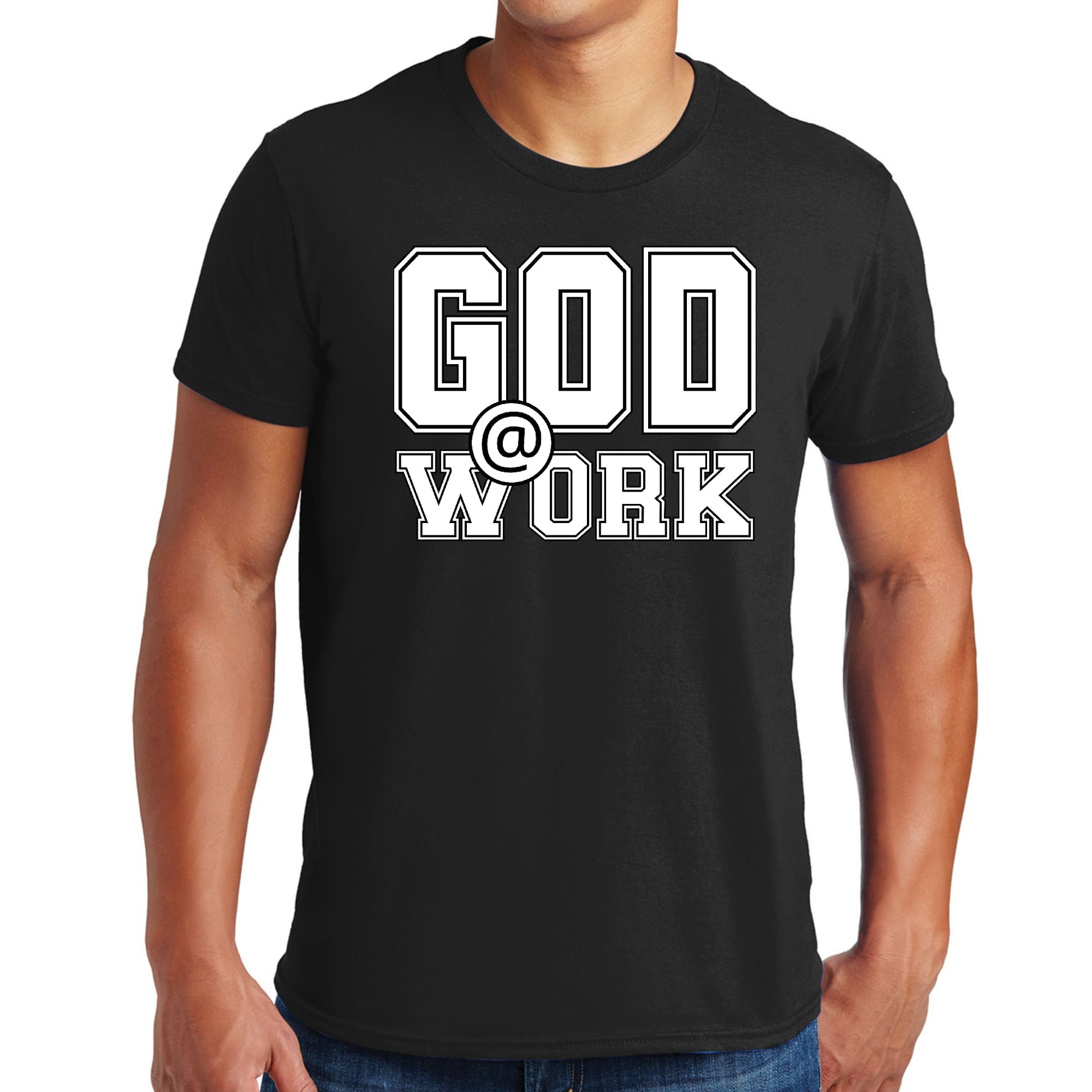 Mens Graphic T-shirt God @ Work Print-0