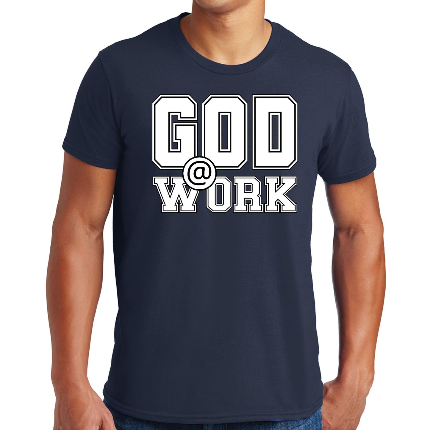 Mens Graphic T-shirt God @ Work Print-1