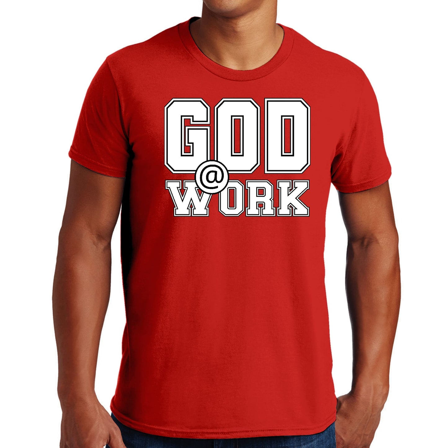 Mens Graphic T-shirt God @ Work Print-2