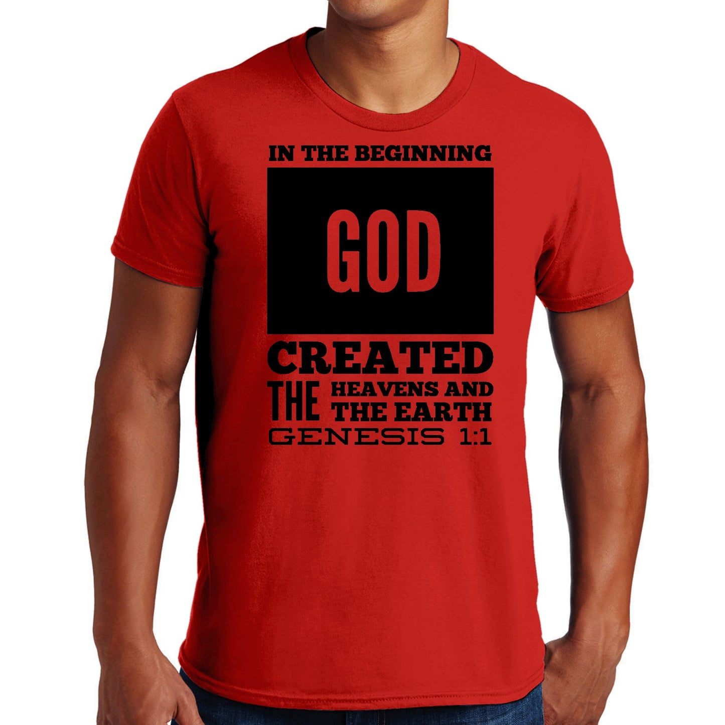 Mens Graphic T-shirt in the Beginning Print-2