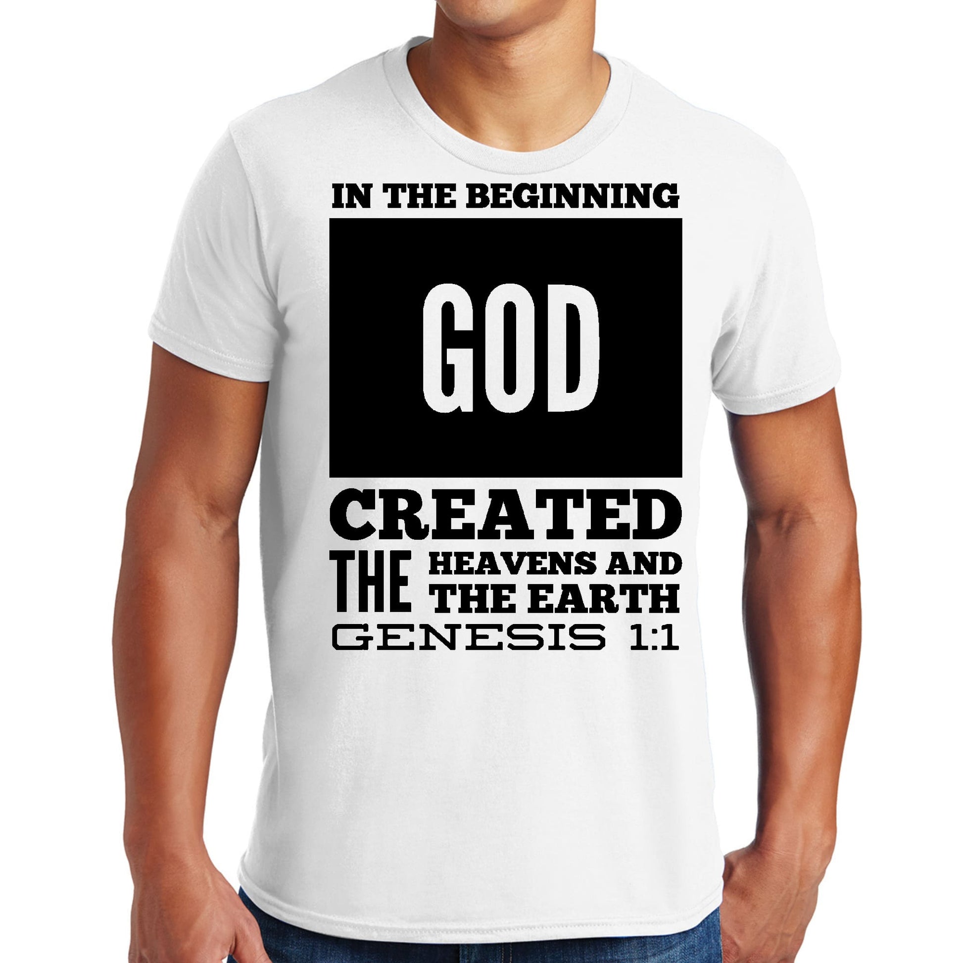 Mens Graphic T-shirt in the Beginning Print-0