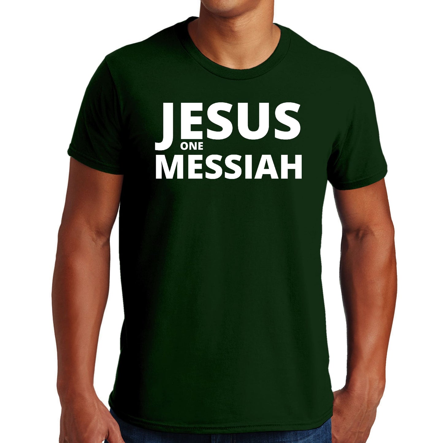 Mens Graphic T-shirt Jesus one Messiah-4