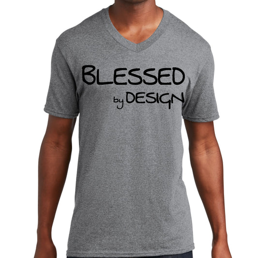 Mens Graphic V-neck T-shirt - Blessed by Design - Inspirational-0