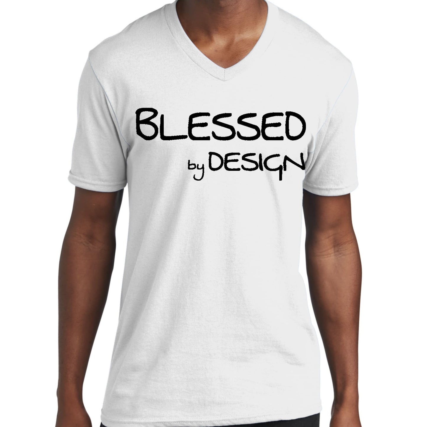 Mens Graphic V-neck T-shirt - Blessed by Design - Inspirational-1
