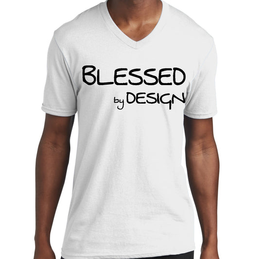 Mens Graphic V-neck T-shirt - Blessed by Design - Inspirational-1