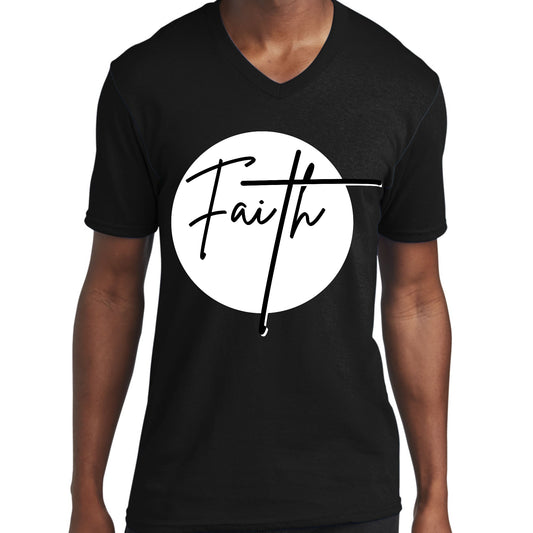 Mens Graphic V-neck T-shirt - Faith Print-0