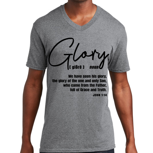 Mens Graphic V-neck T-shirt - Glory - Christian Inspiration - Black-0