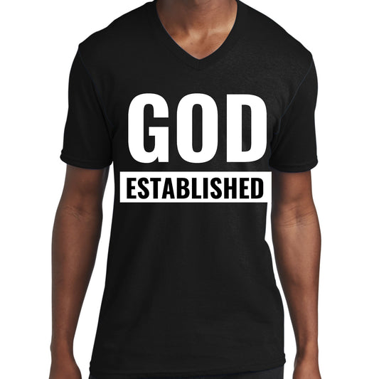 Mens Graphic V-neck T-shirt - God Established-0