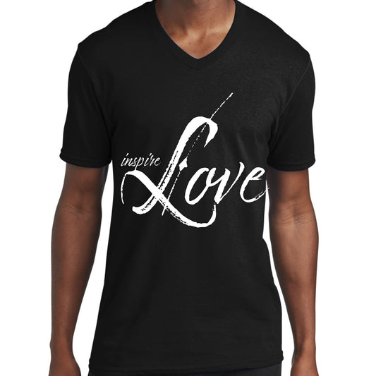 Mens Graphic V-neck T-shirt - Inspire Love-0