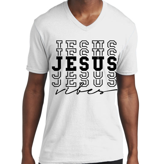 Mens Graphic V-neck T-shirt - Jesus Vibes-1
