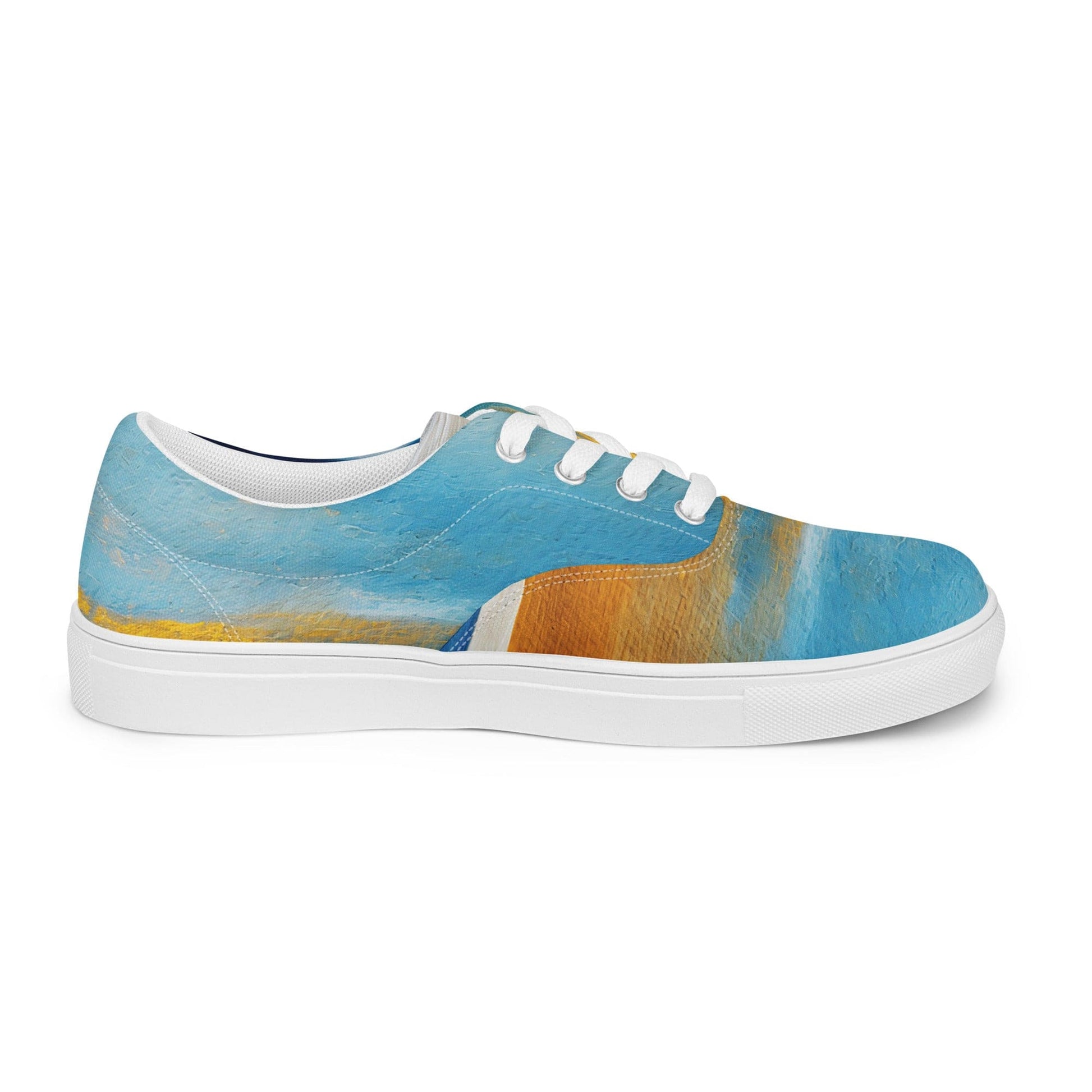 Mens Lace-up Canvas Shoes - Blue Ocean Golden Sunset Print-4