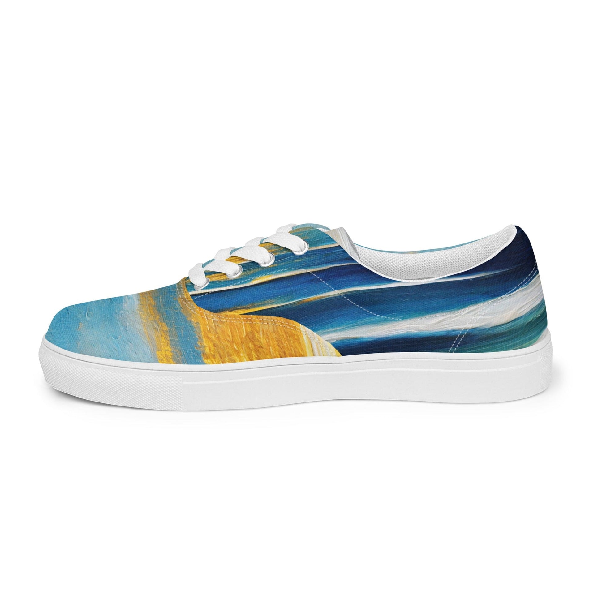 Mens Lace-up Canvas Shoes - Blue Ocean Golden Sunset Print-3