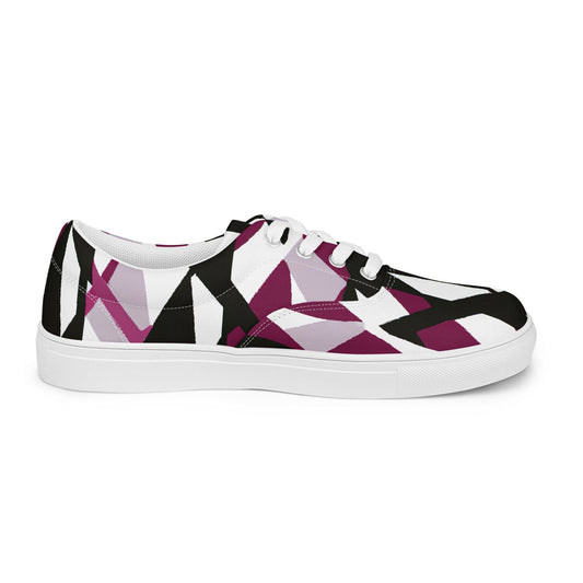 Mens Lace-up Canvas Shoes - Pink Mauve Pattern-0