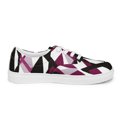 Mens Lace-up Canvas Shoes - Pink Mauve Pattern-1
