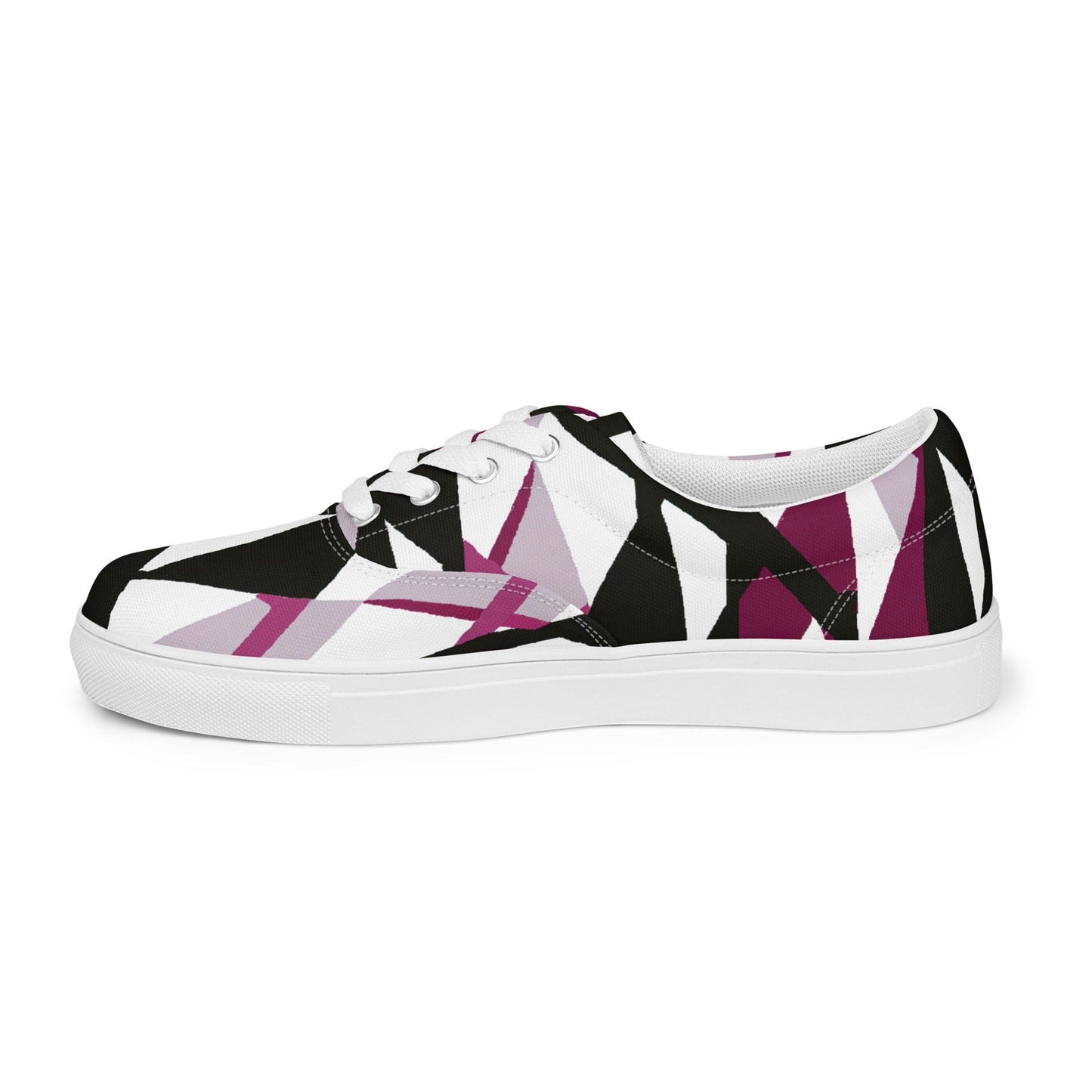 Mens Lace-up Canvas Shoes - Pink Mauve Pattern-3