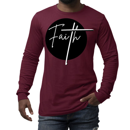 Mens Long Sleeve Graphic T-shirt Faith Print-2