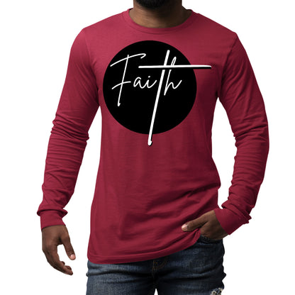 Mens Long Sleeve Graphic T-shirt Faith Print-1