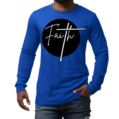 Mens Long Sleeve Graphic T-shirt Faith Print-5
