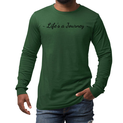 Mens Long Sleeve Graphic T-shirt Life's a Journey Black Print-6