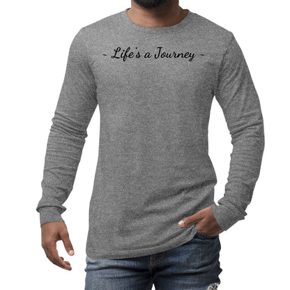 Mens Long Sleeve Graphic T-shirt Life's a Journey Black Print-3