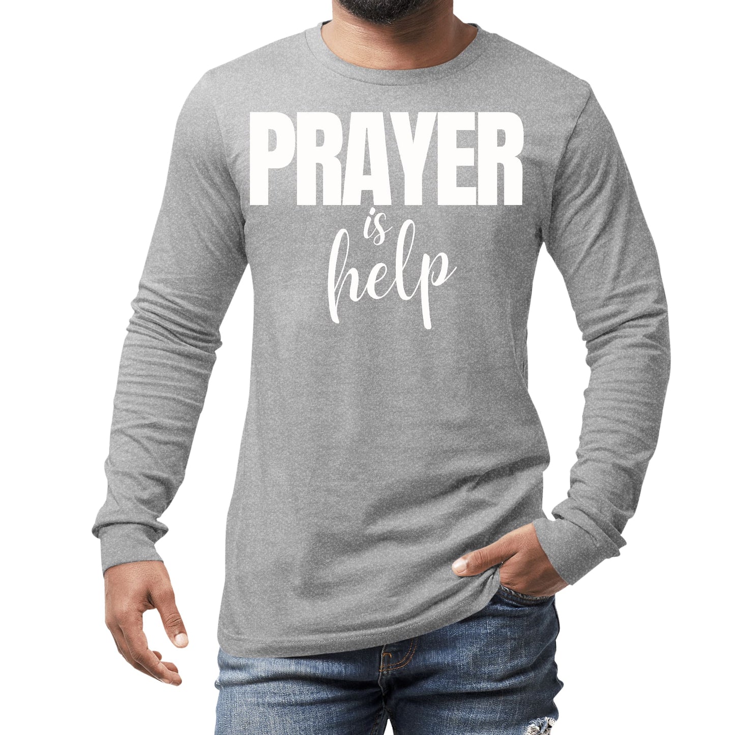 Mens Long Sleeve Graphic T-shirt - Say it Soul - Prayer is Help-3