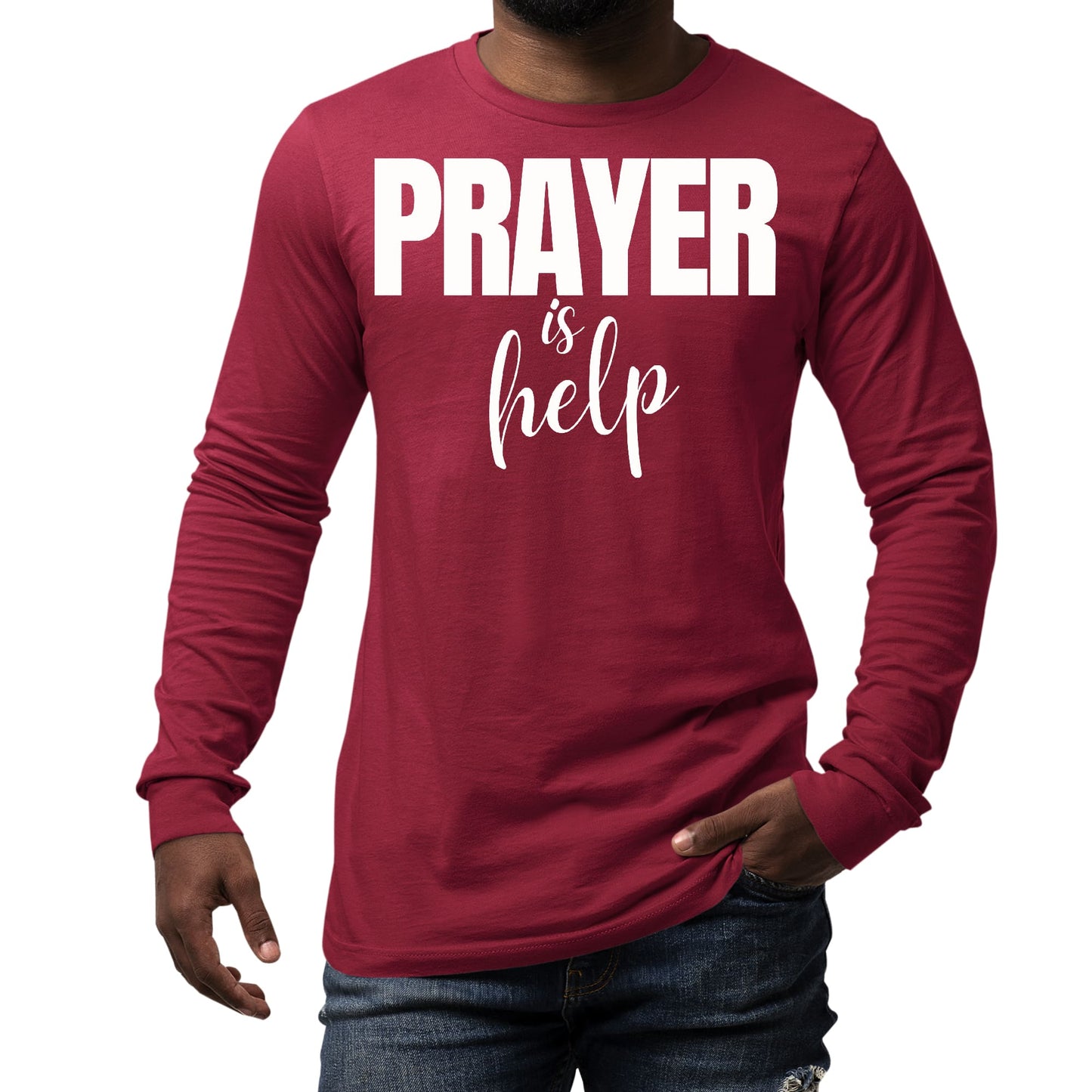 Mens Long Sleeve Graphic T-shirt - Say it Soul - Prayer is Help-2