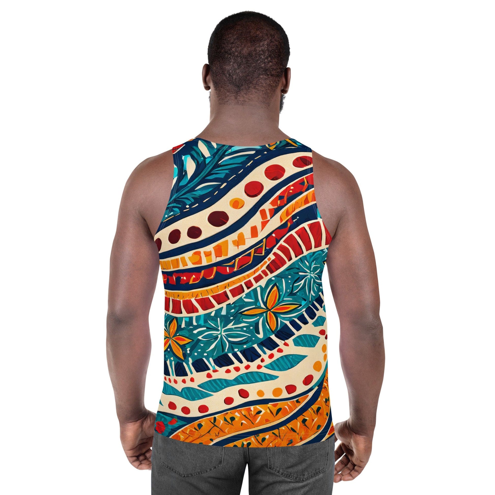 Mens Stretch Fit Tank Top - Boho Floral Print-3