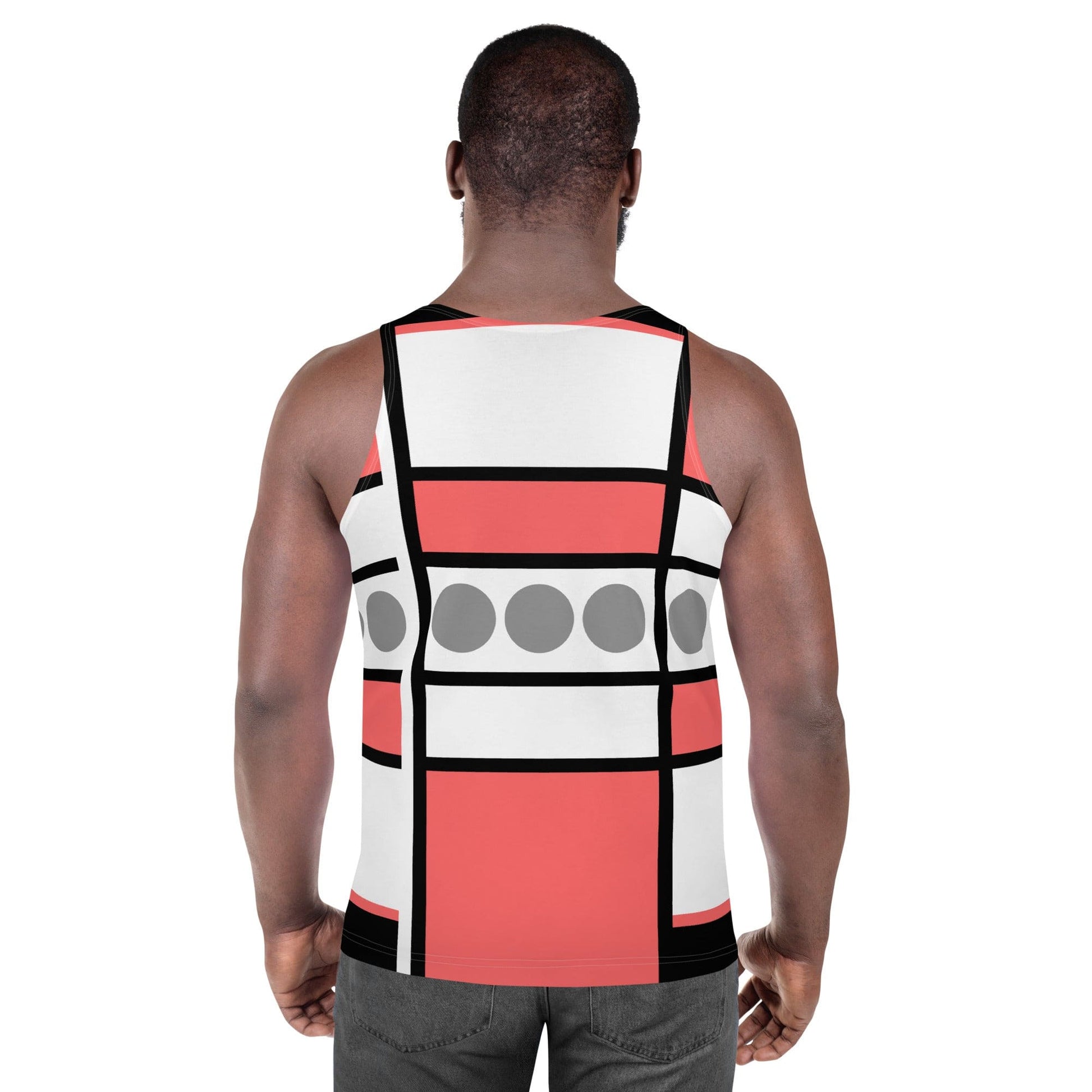 Mens Stretch Fit Tank Top - Pale Red Print-3