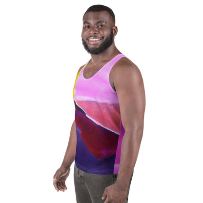 Mens Stretch Fit Tank Top - Pink and Purple Pattern-1