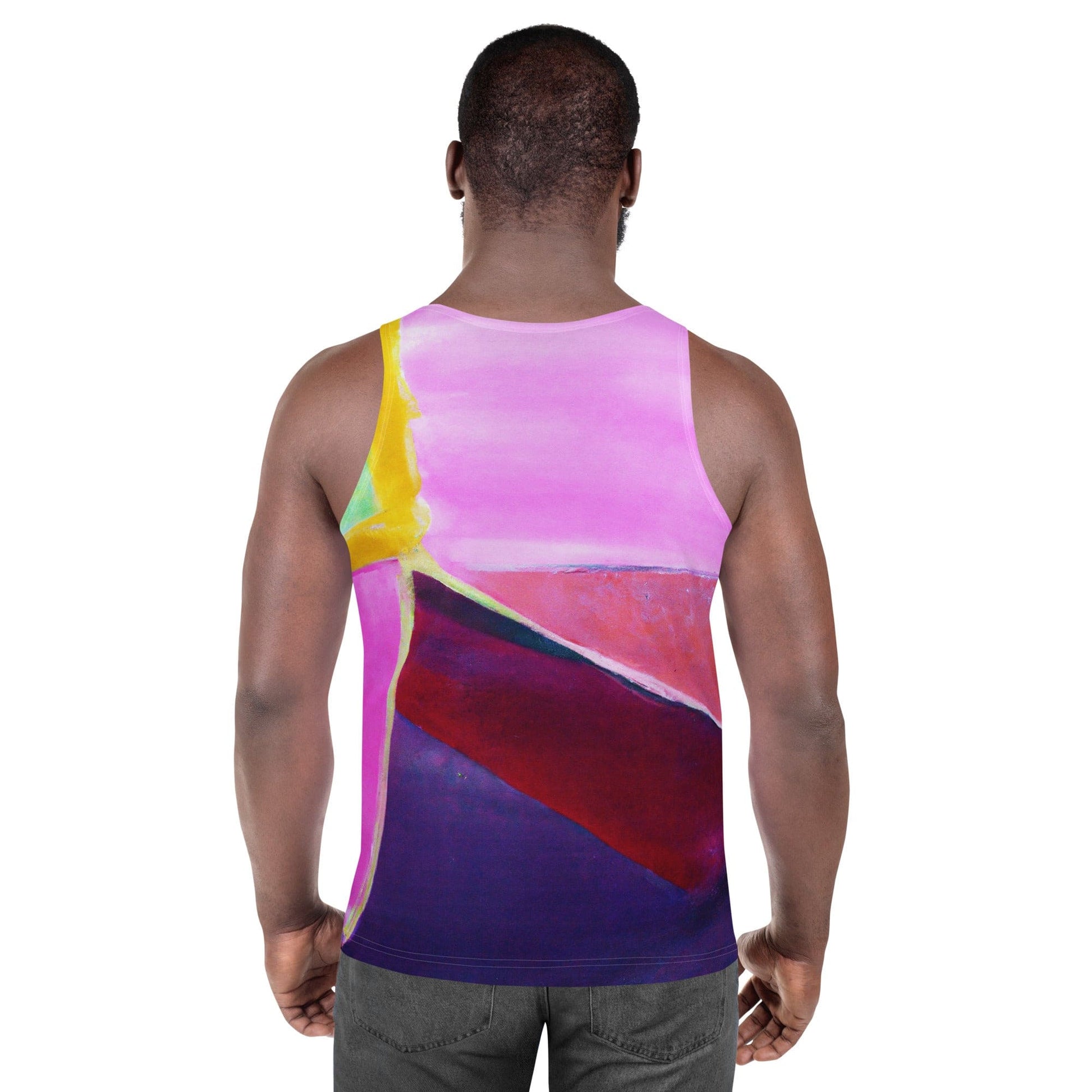 Mens Stretch Fit Tank Top - Pink and Purple Pattern-3