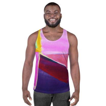 Mens Stretch Fit Tank Top - Pink and Purple Pattern-0