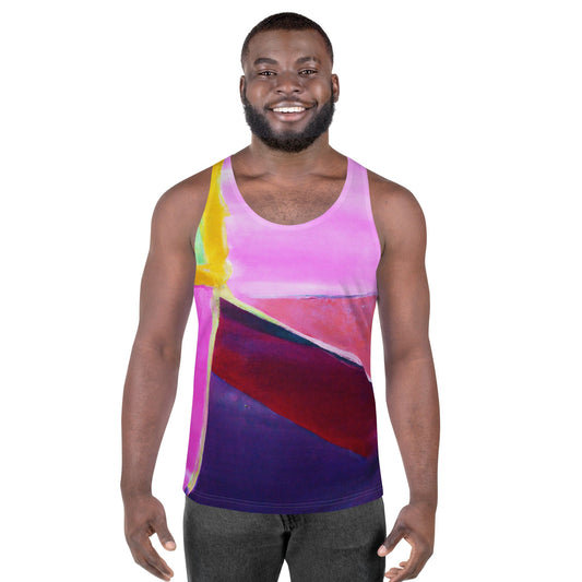 Mens Stretch Fit Tank Top - Pink and Purple Pattern-0