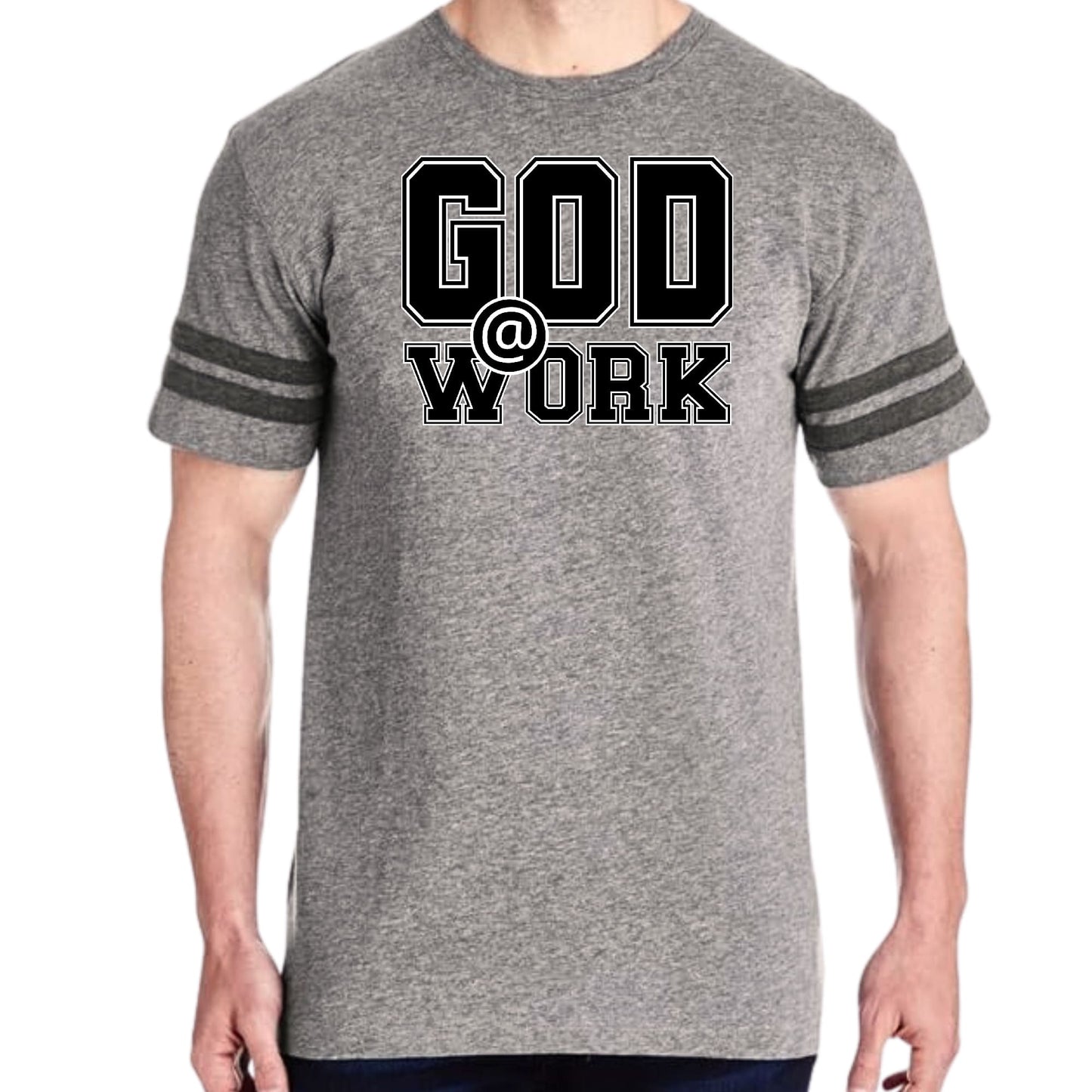 Mens Vintage Sport T-shirt God @ Work Print-5
